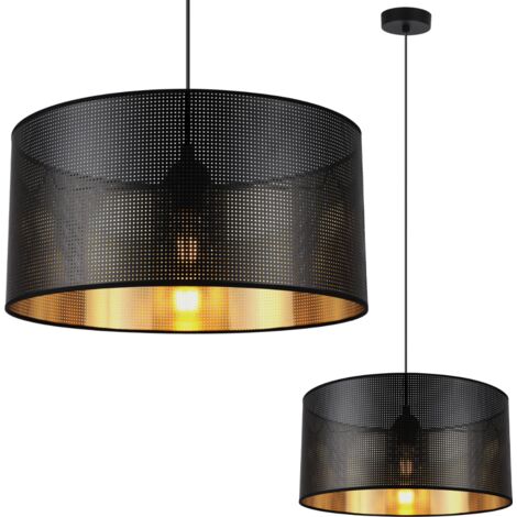 Set De 2 Abat-jour Navaris – Noir, Intérieur Doré, Pour Ampoule E27 – Neuf