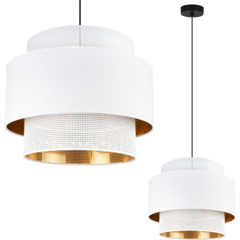 SUSPENSION ASTI TRIO BLANC-OR 35CM TISSU MAILLE