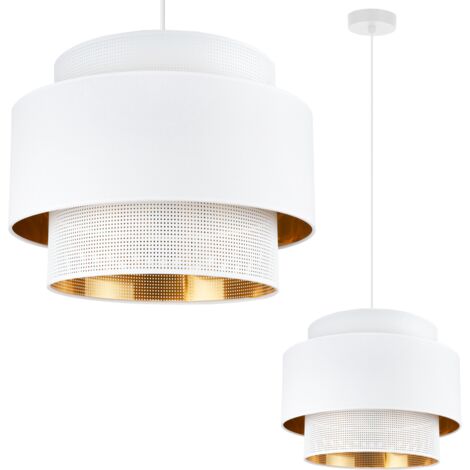 SUSPENSION ASTI TRIO BLANC-OR 40CM TISSU MAILLE