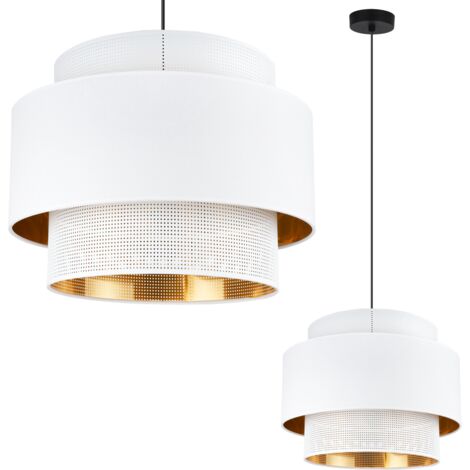 SUSPENSION ASTI TRIO BLANC-OR 40CM TISSU MAILLE