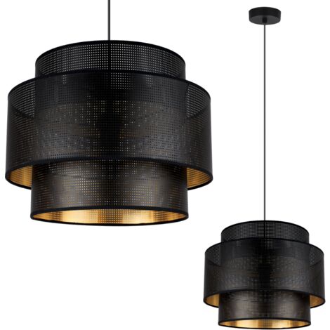 SUSPENSION ASTI TRIO NOIR-OR 35CM MAILLE-MAILLE