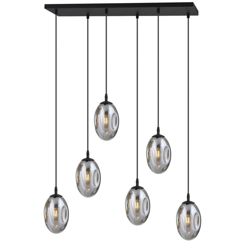 Suspension Astral, Acier peint par poudrage, Verre, Noir, Gris, 70x100x22 cm