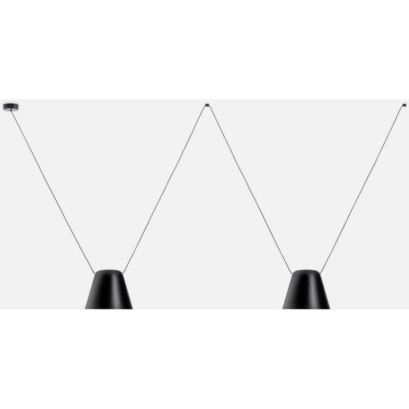 Attic - Suspension décorative au plafond noir mat 2x E27 / 175cm x 400cm - Leds-c4