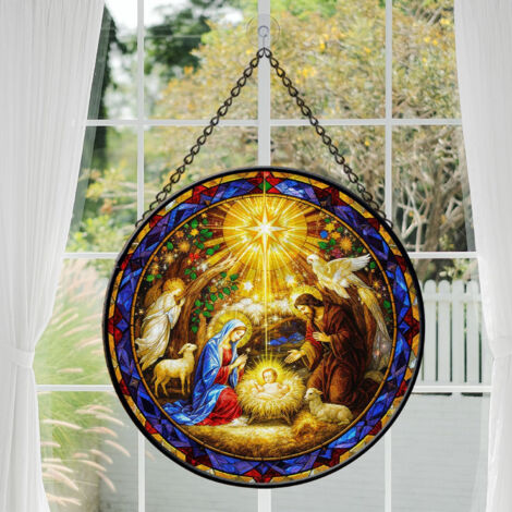 Suspension attrape-soleil vitrail 16 cm – Déco élégante