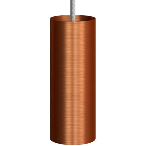 Suspension avec câble textile, abat-jour Tub-E14 et finition en métal  Sans ampoule - Cuivre satiné - Matter ON/OFF