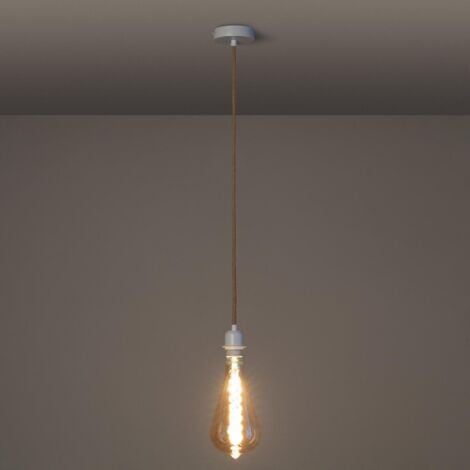 Suspension avec Câble Textile Naturel et Blanc sans Abat-jour Naturel