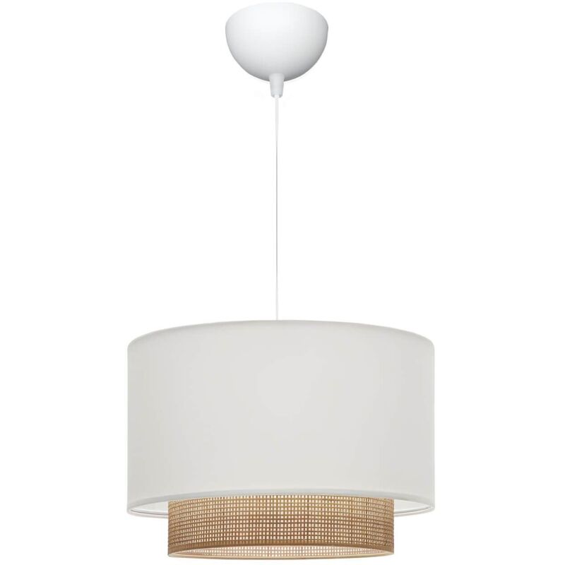 Suspension avec cannage LED Light D30cm Tissu Crème
