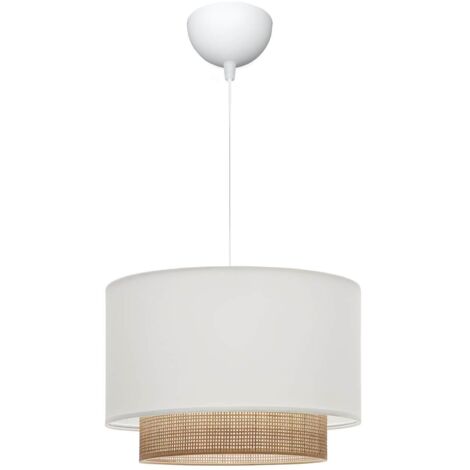 Suspension avec cannage LED Light D30cm Tissu Crème
