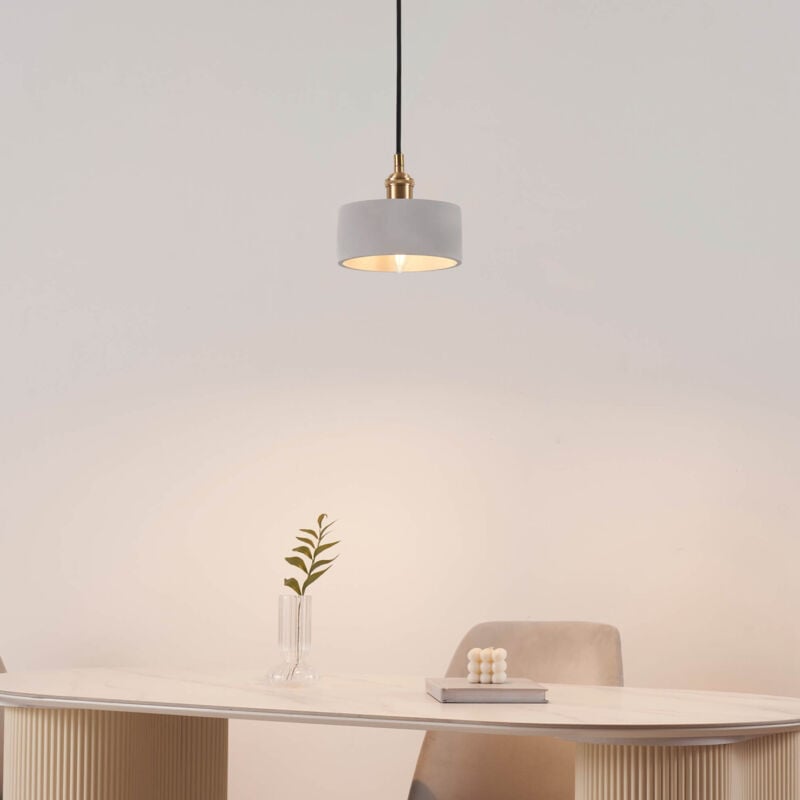 Suspension avec petit abat-jour en béton gris 16 cm - Liko