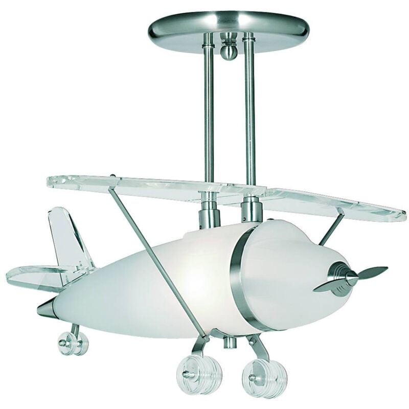 Searchlight Novelty - Plafonnier semi-encastré pour avion à 1 lumière, argent satiné et verre, E27
