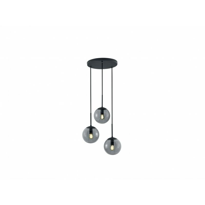 Trio Lighting - Suspension Ronde Moderne 3 Lumières Boules Verre Fumé Balini