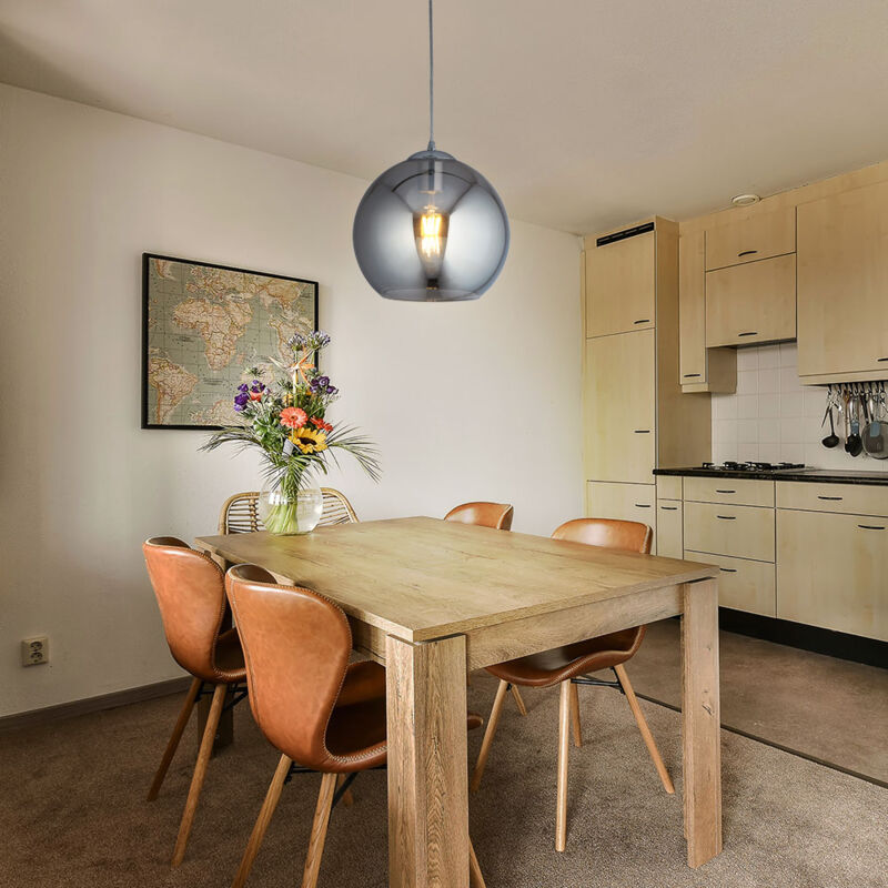 Vintage Pendule Luminaire Boule De Verre Spots Plafond Suspendu Salon Lampe fumée Projecteur