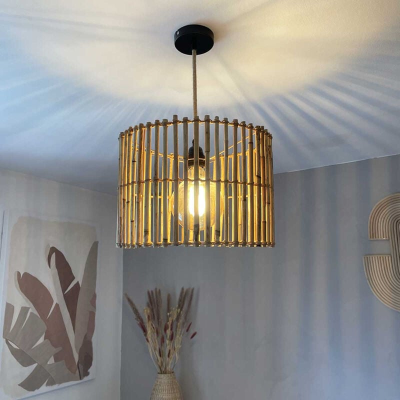 Suspension bambou D35cm vendue avec monture noire