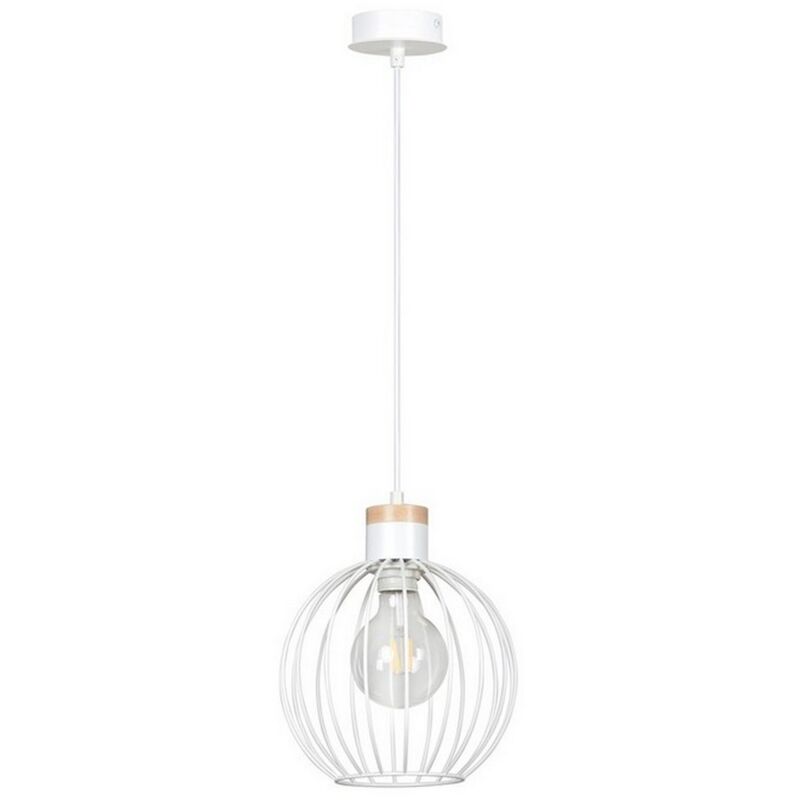 Suspension Barbado, Acier peint par poudrage, Bois, Blanc, 22x100x22 cm
