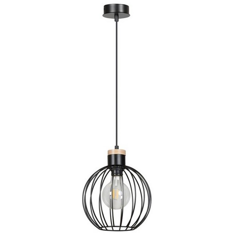 Epikasa - Suspension Barbado, Acier peint par poudrage, Bois, Noir, 22x100x22 cm