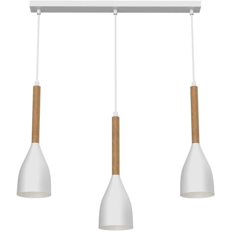 Suspension barre 56cm Luminex Muza New 3xE27 blanc/bois