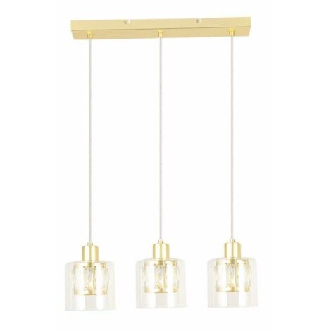 Suspension barre dorée 3 globes verre Reality Elmo