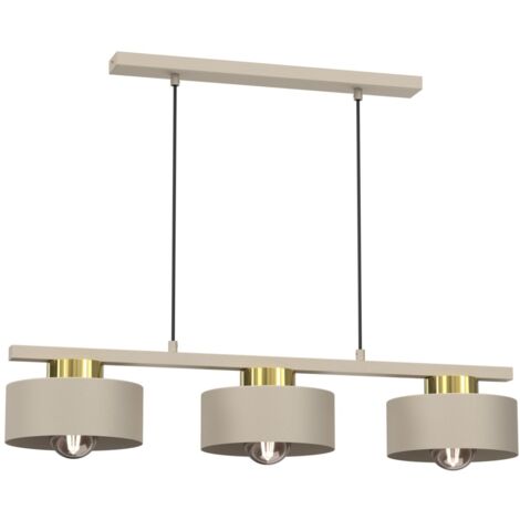 Suspension beige 3 abat-jour doré Marti Luminex E27
