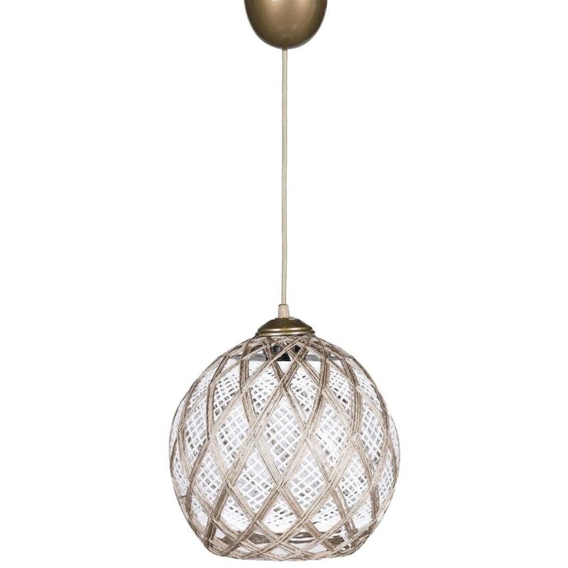 Cotecosy – Suspension chandelier en plastique et coton – Diamètre 22 cm – Hauteur 20 cm – Ampoule E27 Max 60W – Fils argentés modernes Cotecosy – Suspension chandelier en plastique et coton – Diamètre 22 cm – Hauteur 20 cm – Ampoule E27 Max 60W – Fils argentés modernes