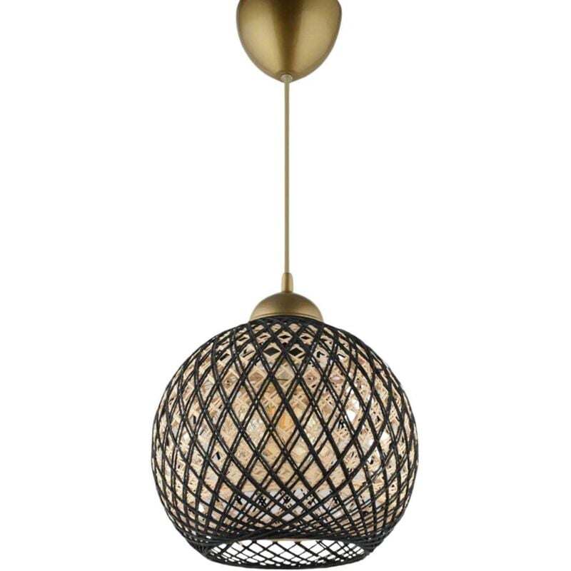 Cotecosy - Suspension lumineuse effet rotin tressé Bulle