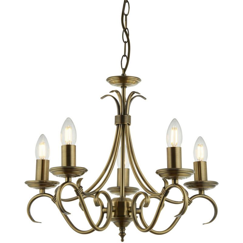 ENDON  Bernice - Luminaire Suspendu &Agrave; 5 Bras En Laiton Antique, E14