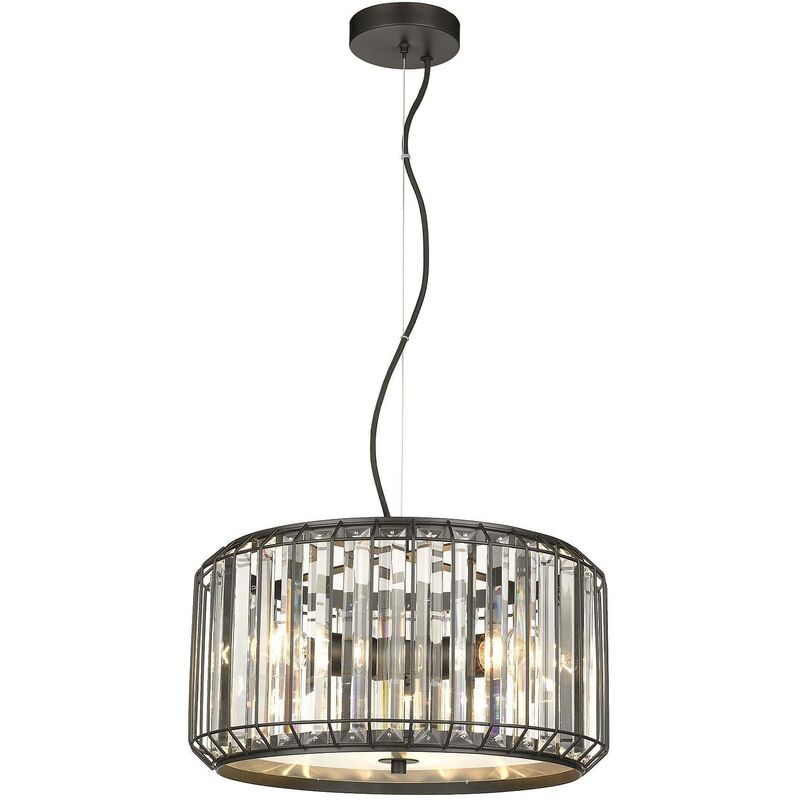 Spring Lighting - 3 Light Ceiling Pendant Black, Clear with Crystals, E27