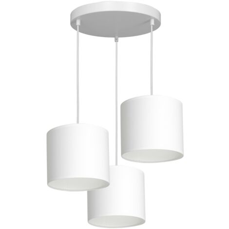 Suspension blanche Arden 3 abat-jour tissu E27 Luminex