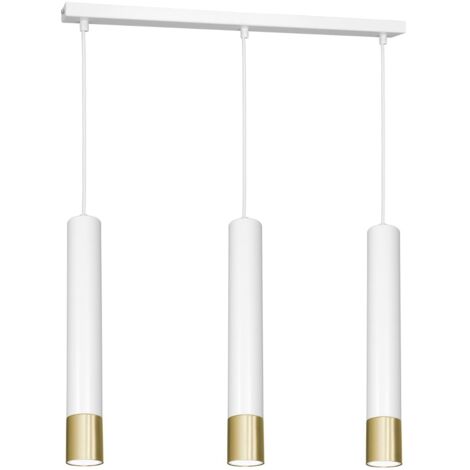 Suspension blanche barre 3 tubes dorés GU10 Luminex