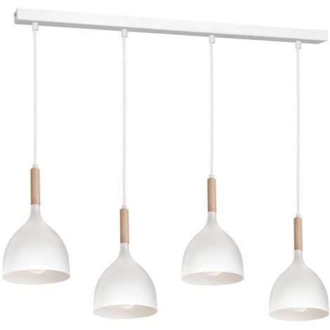 Suspension blanche bois Noak 4 lumières E27 Luminex