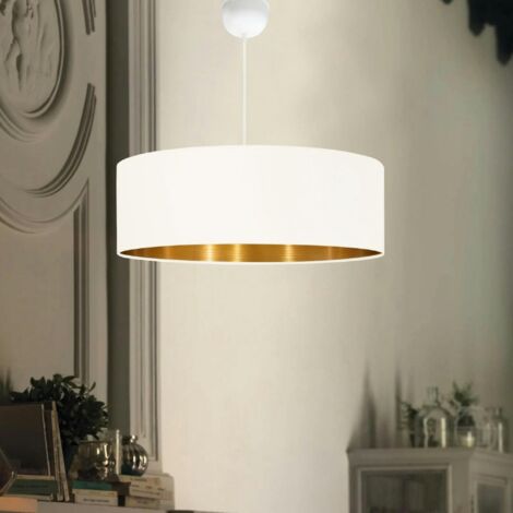 Suspension blanche contemporaine avec abat-jour doré ZURICH