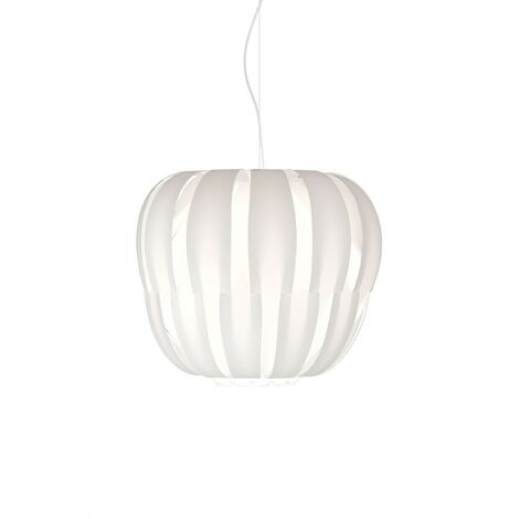 Suspension Blanche en Métal Chromé Cm. 42x32h