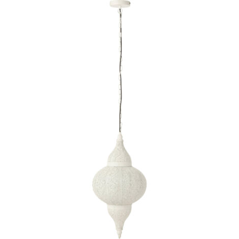 Suspension blanche en métal design oriental pour salon élégant - Blanc oriental ajouré