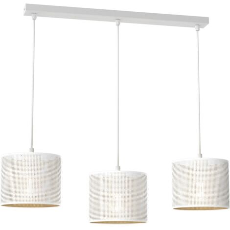 Suspension blanche loft 3 lumières E27 intérieur doré