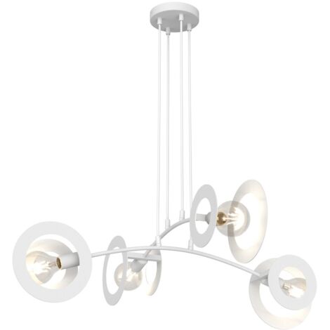 Suspension blanche moderne 4xE27 anneaux Euforia Emibig