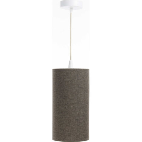 Suspension bohème en lin naturel effet rotin ambiance chaleureuse - Ø 15 cm - H20 cm