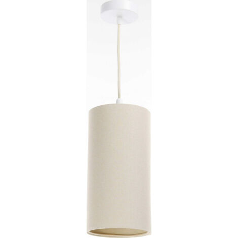 Suspension bohème en lin naturel effet rotin ambiance chaleureuse - Ø 15 cm - H25 cm