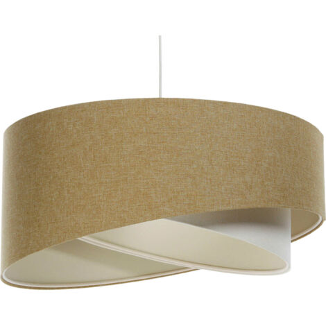 Suspension bohème en lin naturel effet tissu crème ou moutarde - Ø 40 cm - H20 cm