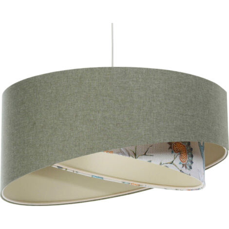 Suspension bohème tissu crème hauteur réglable ambiance chaleureuse - Ø 60 cm - H25 cm