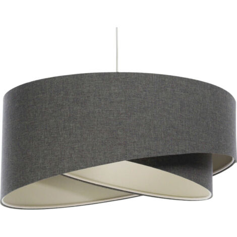 Suspension bohème tissu crème réglable ambiance chaleureuse - Ø 60 cm - H25 cm