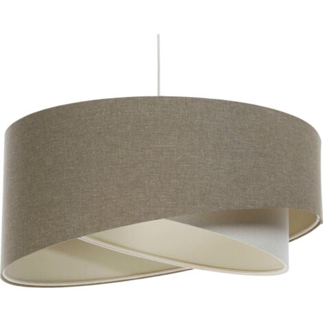 Suspension bohème tissu lin beige hauteur ajustable ambiance douce - Ø 40 cm - H20 cm