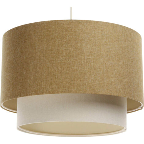 Suspension boho chic en tissu crème réglable ambiance chaleureuse - Ø 40 cm - H25 cm