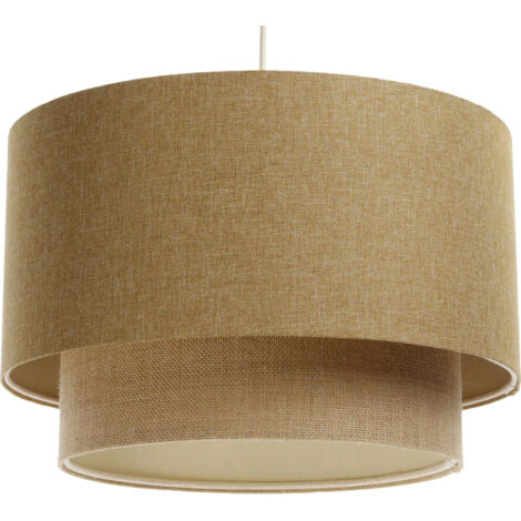 Suspension boho élégant tissu crème ajustable ambiance chaleureuse - Ø 40 cm - H25 cm