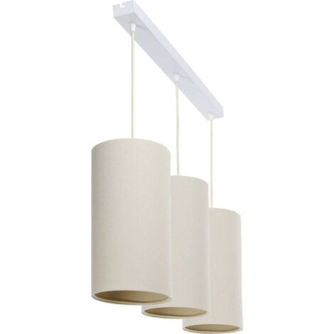 Suspension boho élégant tissu crème réglable pour salon raffiné - Beige sable avec dessous crème