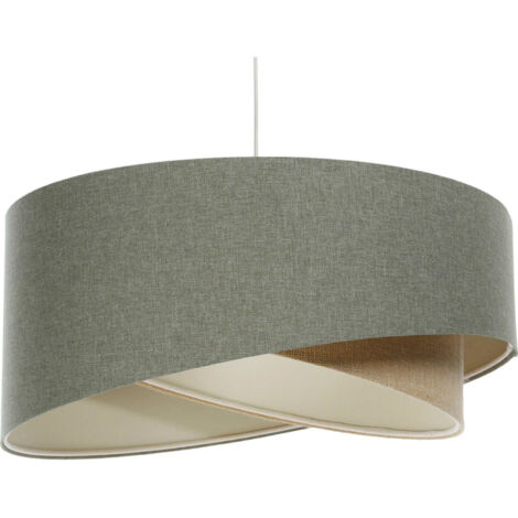 Suspension boho en tissu structuré et chanvre naturel ajustable - Ø 60 cm - H25 cm