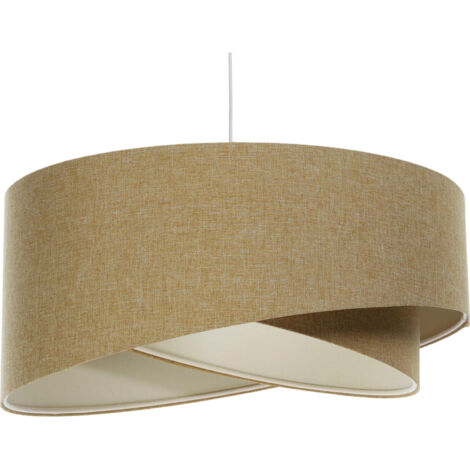 Suspension boho tissu crème ajustable ambiance chaleureuse - Ø 40 cm - H20 cm