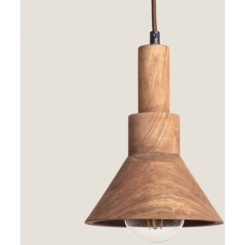 Ledkia - Suspension Bois Dallas Cône Naturel