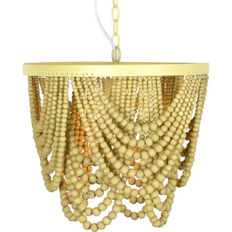 Suspension bois et métal design bohème chic - Marron boisé chaleureux