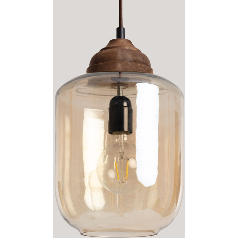 Suspension Bois et Verre Amber Dallas Ambre Suspension Bois et Verre Amber Dallas Ambre