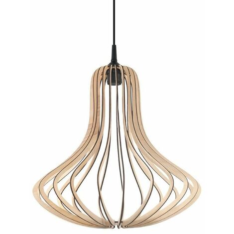 Suspension Bois Forme Poire pour Ampoule E27 - Marron - SILUMEN