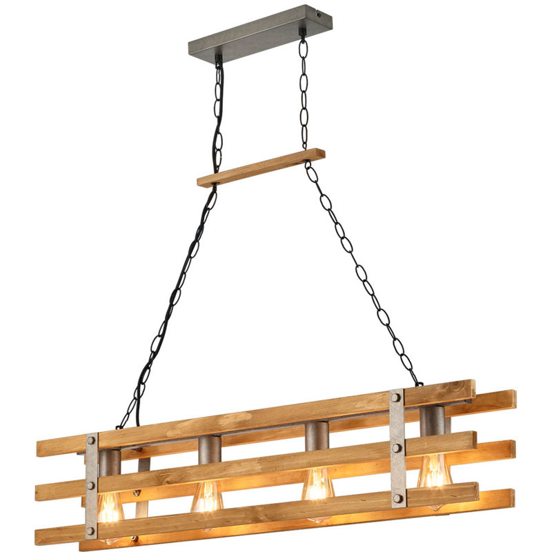 Rétro plafonnier suspension nature bois salon salle à manger éclairage vintage lampe suspendue trio 305500467